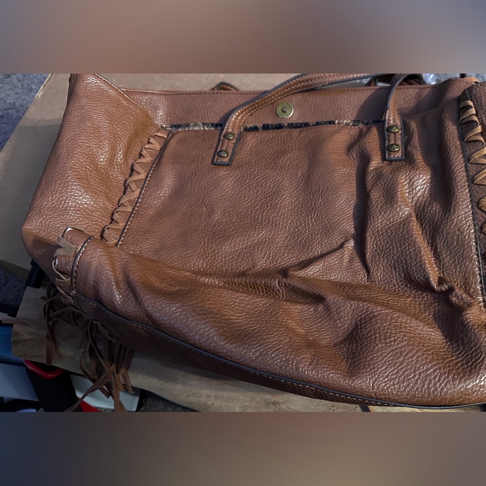 Jessica Simpson Brown Leather Tote Bag